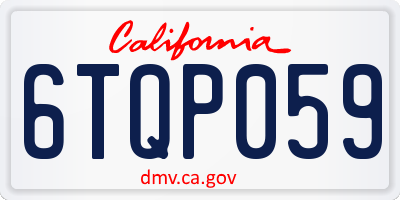 CA license plate 6TQP059