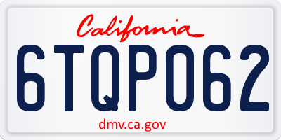 CA license plate 6TQP062