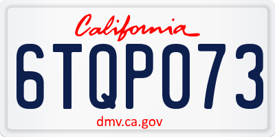 CA license plate 6TQP073