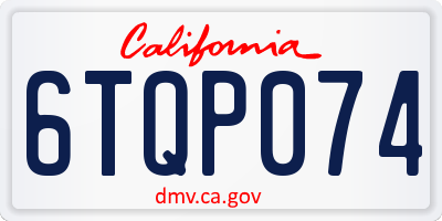 CA license plate 6TQP074
