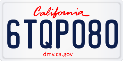 CA license plate 6TQP080