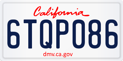 CA license plate 6TQP086