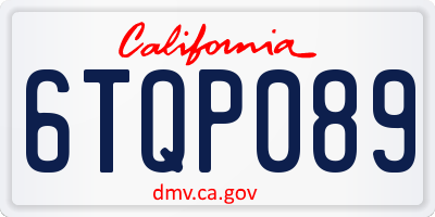 CA license plate 6TQP089