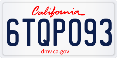 CA license plate 6TQP093