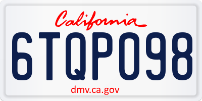 CA license plate 6TQP098