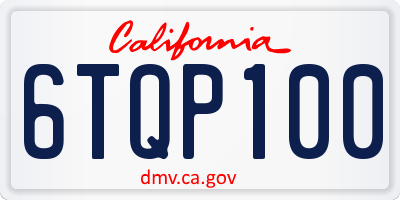 CA license plate 6TQP100