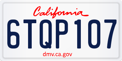 CA license plate 6TQP107