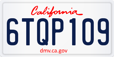 CA license plate 6TQP109