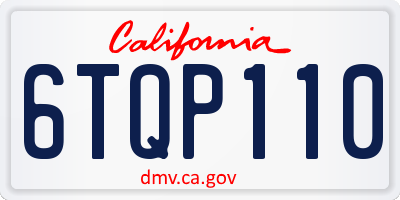 CA license plate 6TQP110