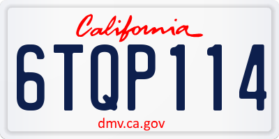 CA license plate 6TQP114