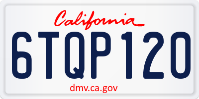 CA license plate 6TQP120