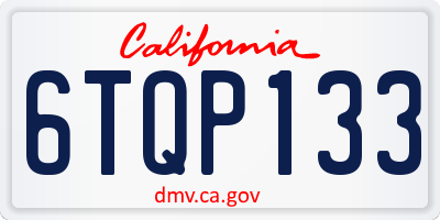 CA license plate 6TQP133