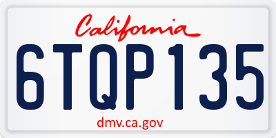 CA license plate 6TQP135