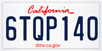 CA license plate 6TQP140