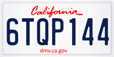 CA license plate 6TQP144