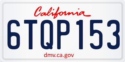 CA license plate 6TQP153