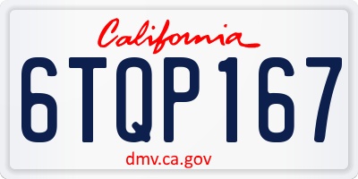 CA license plate 6TQP167