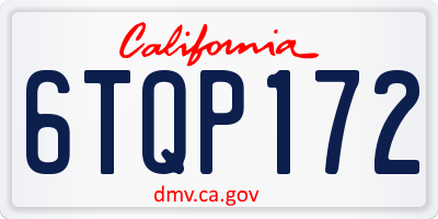 CA license plate 6TQP172