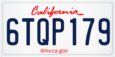 CA license plate 6TQP179
