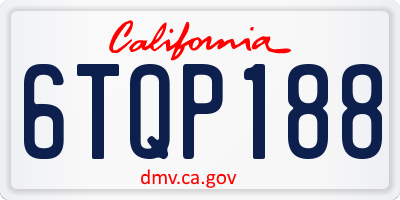 CA license plate 6TQP188