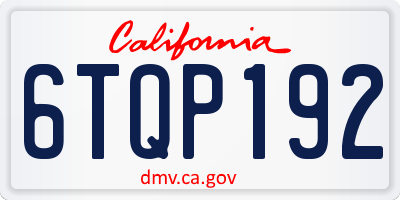 CA license plate 6TQP192