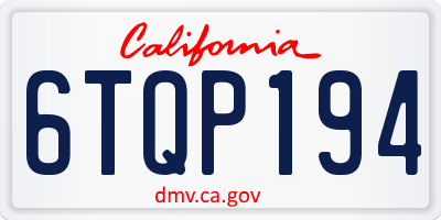 CA license plate 6TQP194