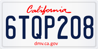 CA license plate 6TQP208