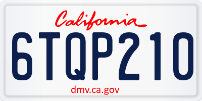 CA license plate 6TQP210