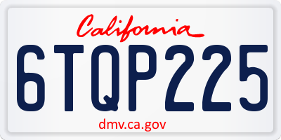 CA license plate 6TQP225