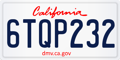 CA license plate 6TQP232
