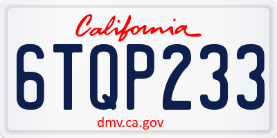 CA license plate 6TQP233