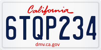 CA license plate 6TQP234