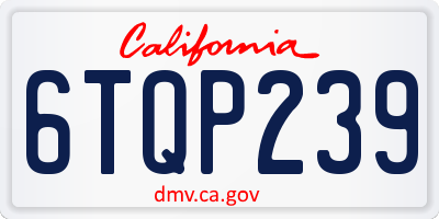 CA license plate 6TQP239