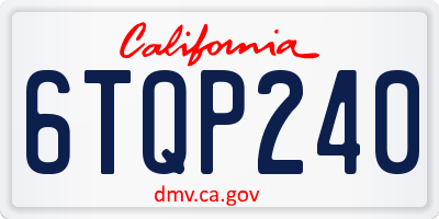 CA license plate 6TQP240