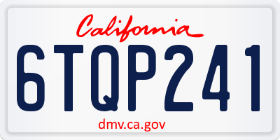 CA license plate 6TQP241