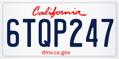 CA license plate 6TQP247