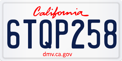 CA license plate 6TQP258