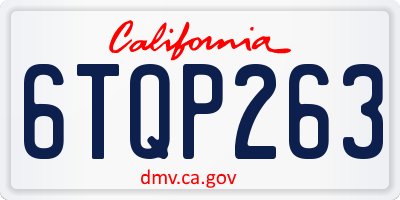 CA license plate 6TQP263