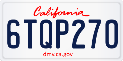 CA license plate 6TQP270