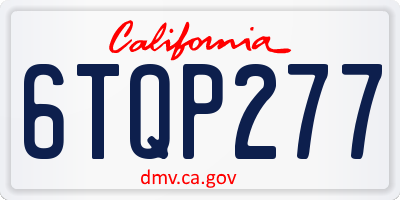 CA license plate 6TQP277