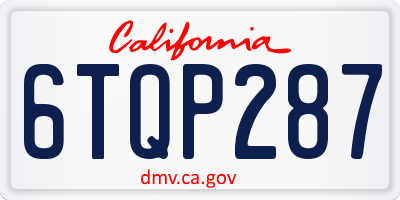 CA license plate 6TQP287