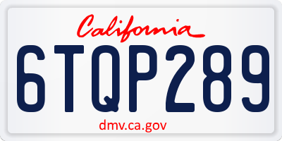 CA license plate 6TQP289