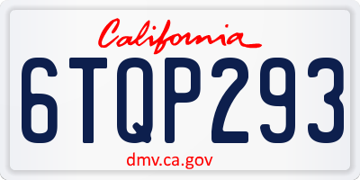 CA license plate 6TQP293