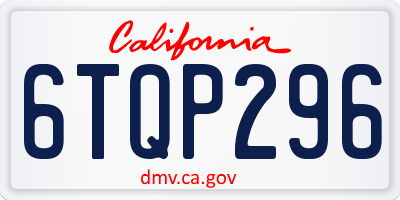 CA license plate 6TQP296