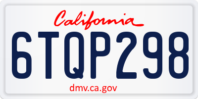 CA license plate 6TQP298
