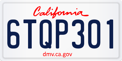 CA license plate 6TQP301