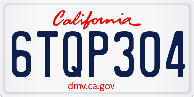 CA license plate 6TQP304