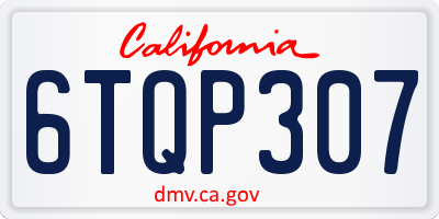 CA license plate 6TQP307