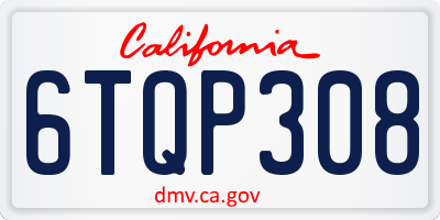 CA license plate 6TQP308