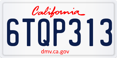 CA license plate 6TQP313